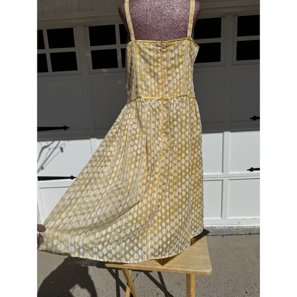 Vintage Robbie Bee Fit and Flare Polka Dot Yellow & White Midi Dress Zipper Sz14 - Picture 5 of 12